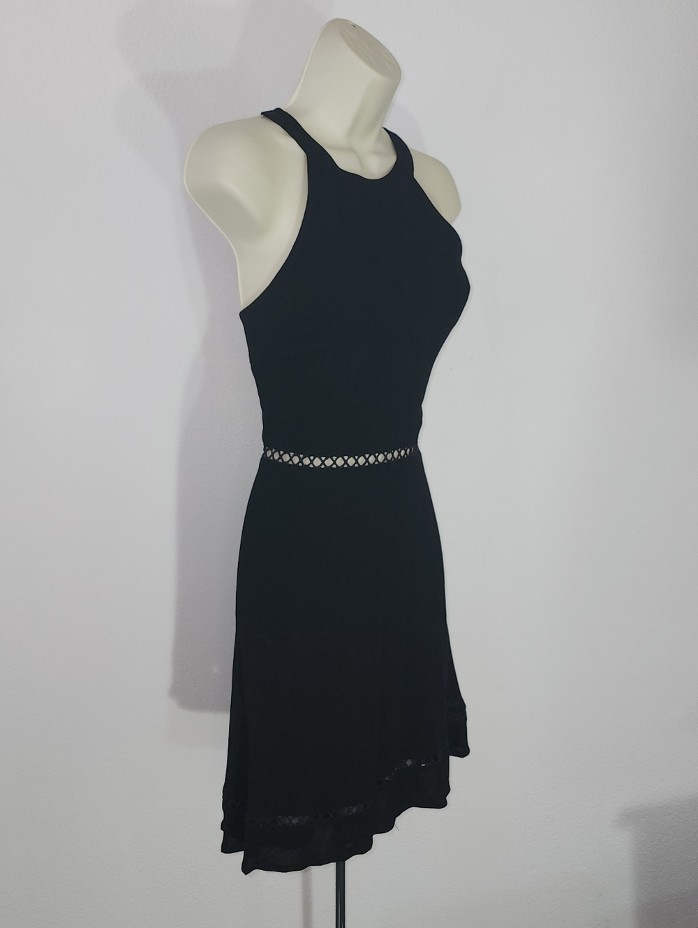 Blue Rain Dress Halter Style Crochet Waist Black Size M - Picture 4 of 13